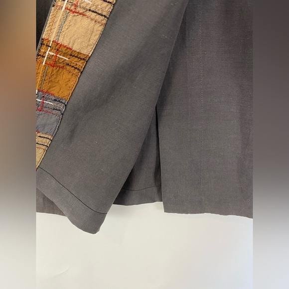 VTG Su-Zen Pull On Lagenlook Linen MIDI Skirt with Silk Plaid details Size Small - Picture 6 of 12